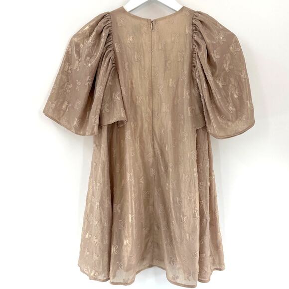 Kenzo Kids Girls Gold Logo Flutter Jacquard Lamé Dress Size 10A - Picture 8 of 13